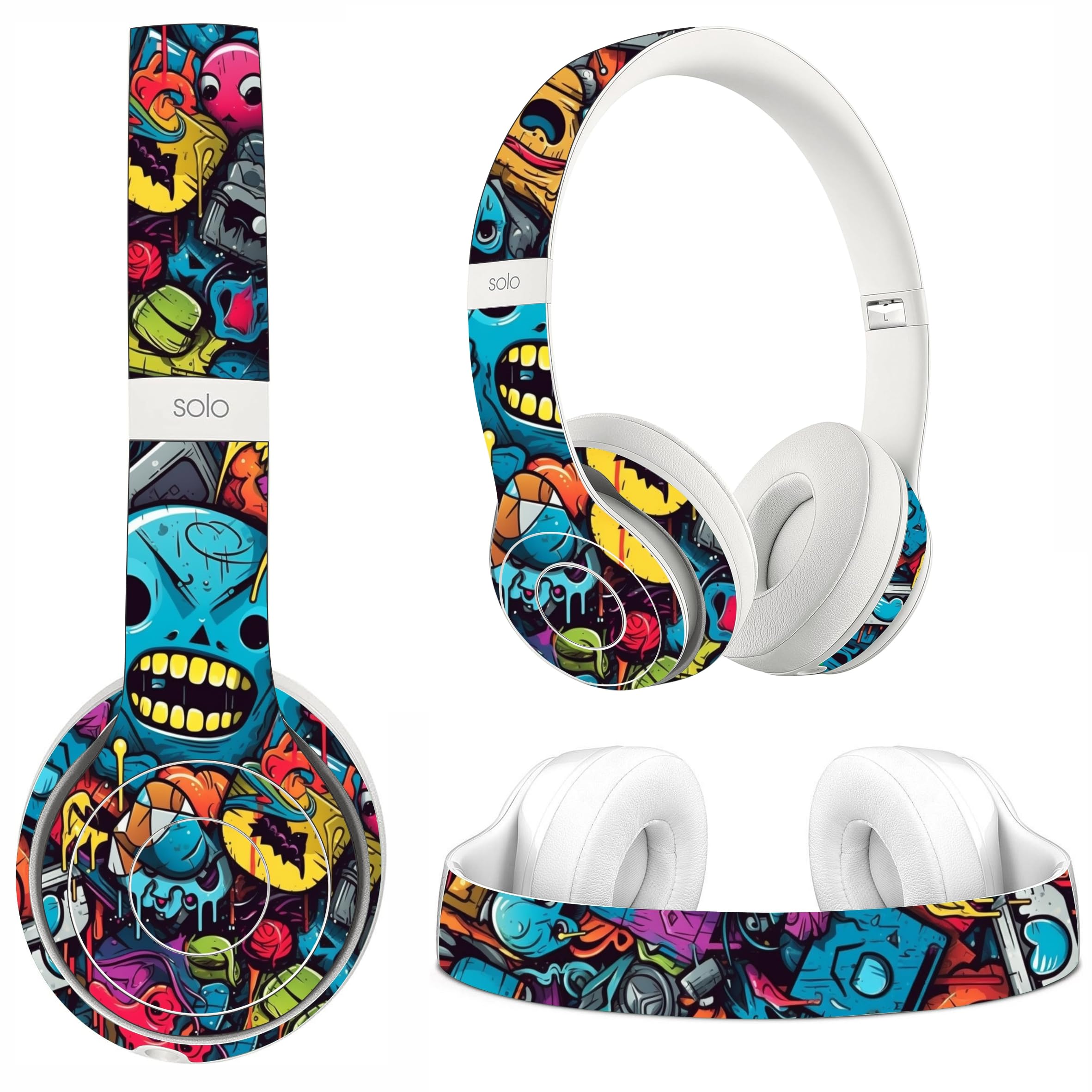 Sticker Cover Compatible with Beats Solo 3, Hippie Art - Headphone Stickers