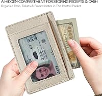 Vista 191 de Travelambo Billetera delgada con bolsillo delantero y clip para el dinero con bloqueo de identificación por radiofrecuencia, talla única