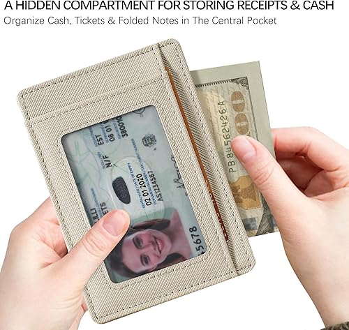 Miniatura 198 de Travelambo billetera mediana y minimalista de cuero para bolsillo frontal, con bloqueo de interferencia de radiofrecuencia, Verde, Minimalista