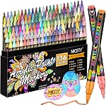 NICETY 72 Colors Acrylic Paint Pens Paint Markers, Extra Fine Tip Point Acrylic Paint Pens for Rock Painting, Canvas, Wood, Ceramic, Glass, Stone, Fabric