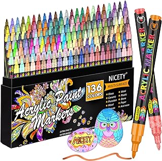 NICETY 136 Colors Acrylic Paint Markers, Extra Fine Tip Point Acrylic Pa...