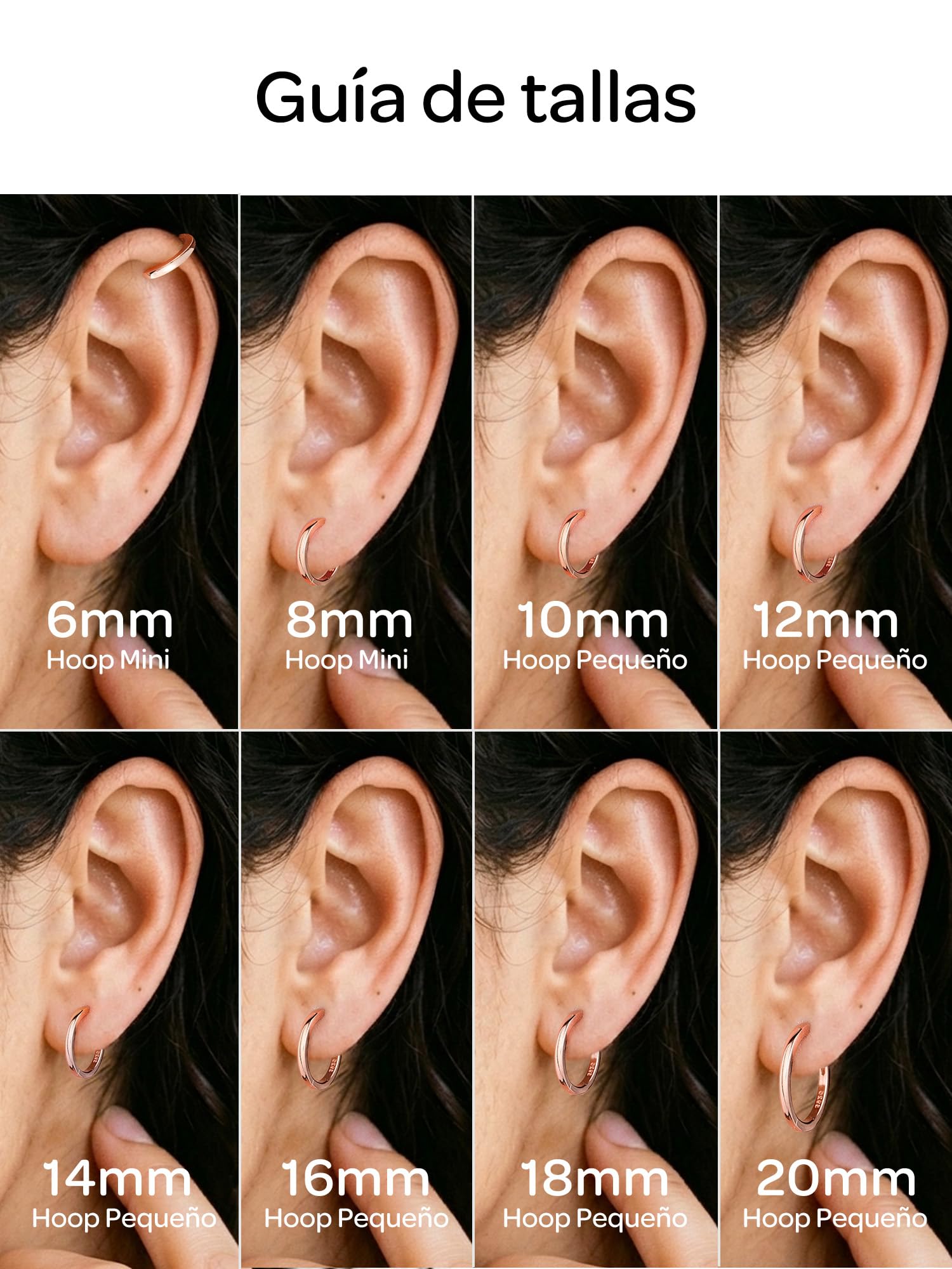 ChicSilver 925 Plata Pendientes Aros Mujer Hoop Earrings Aretes Finos