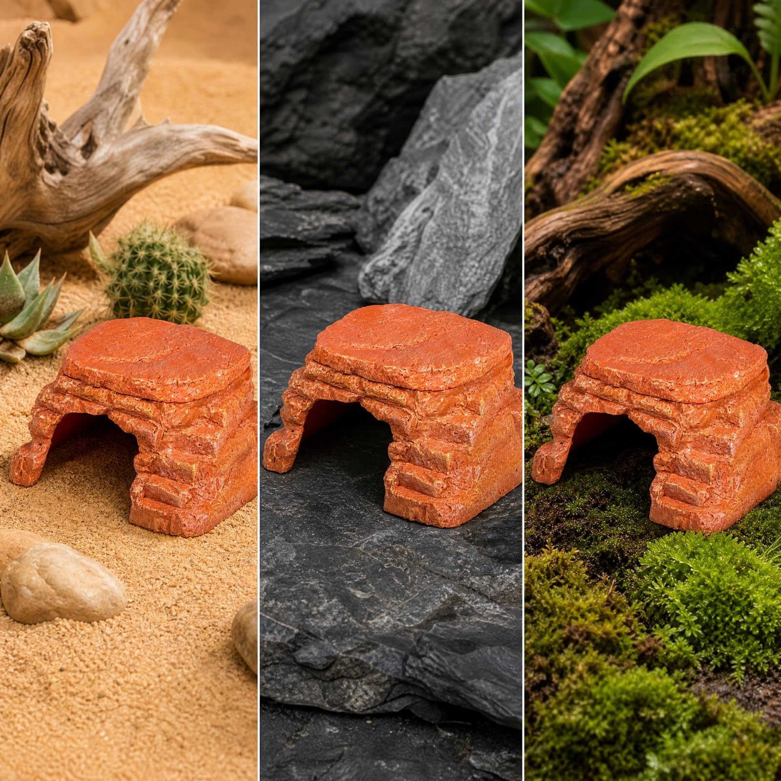 Rifugio Riscaldato con Cavo Resistente Ai Mordicchiamenti in Plastica Naturale Effetto Roccia per Terrario