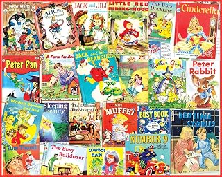 White Mountain Vintage Fairy Tales 1000 Piece Jigsaw Puzzle - Nostalgic Storybooks Collage, Large Pieces, 24x30 Family Gift for Adults