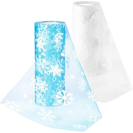 Snowiest 20-Yard Snowflake Tulle Roll for Magical Crafts