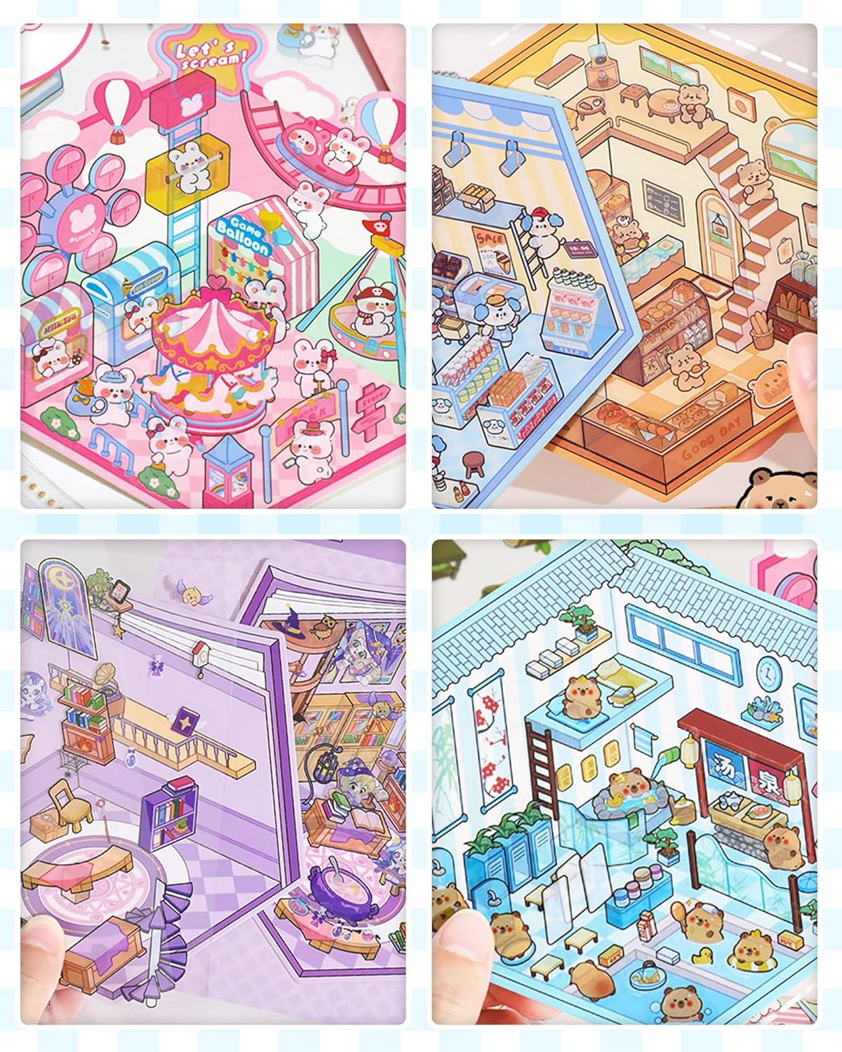 10 Sets DIY 3D House Stickers, Isometric Cozy Room Sticker Therapy for Adults Kids, Cute Animal Scene Puzzle, Build 3D Miniature Room, Stress Relief Pass The Time, Perfect for Crafts Party Favors