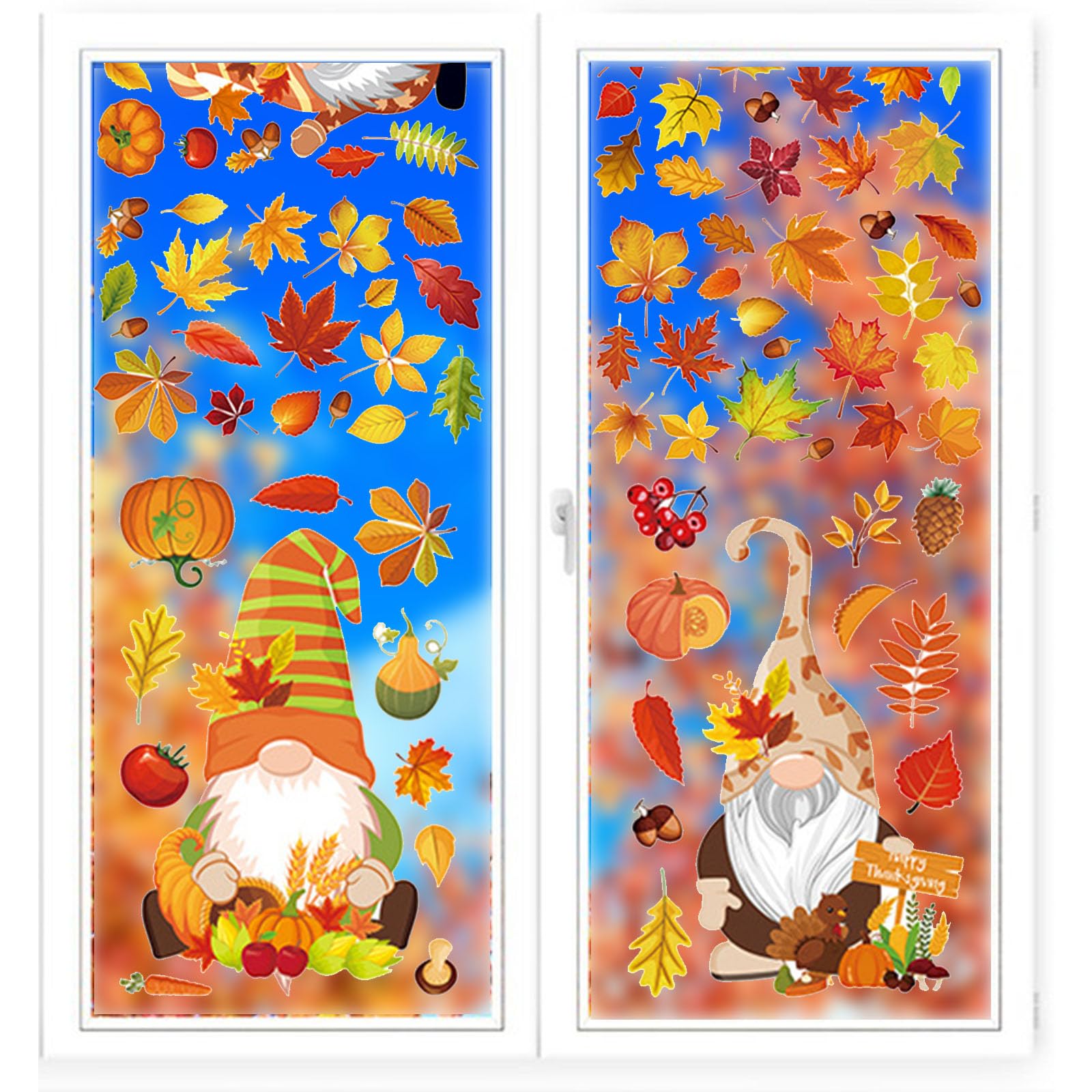 Pegatinas para Ventana de Acción de Gracias,Pegatinas Ventana de Acción Gracias,Etiqueta Ventana de Acción Gracias,Pegatinas Ventana de Thanksgiving Otoño,para Hogar,Otoño Fiesta,6pcs