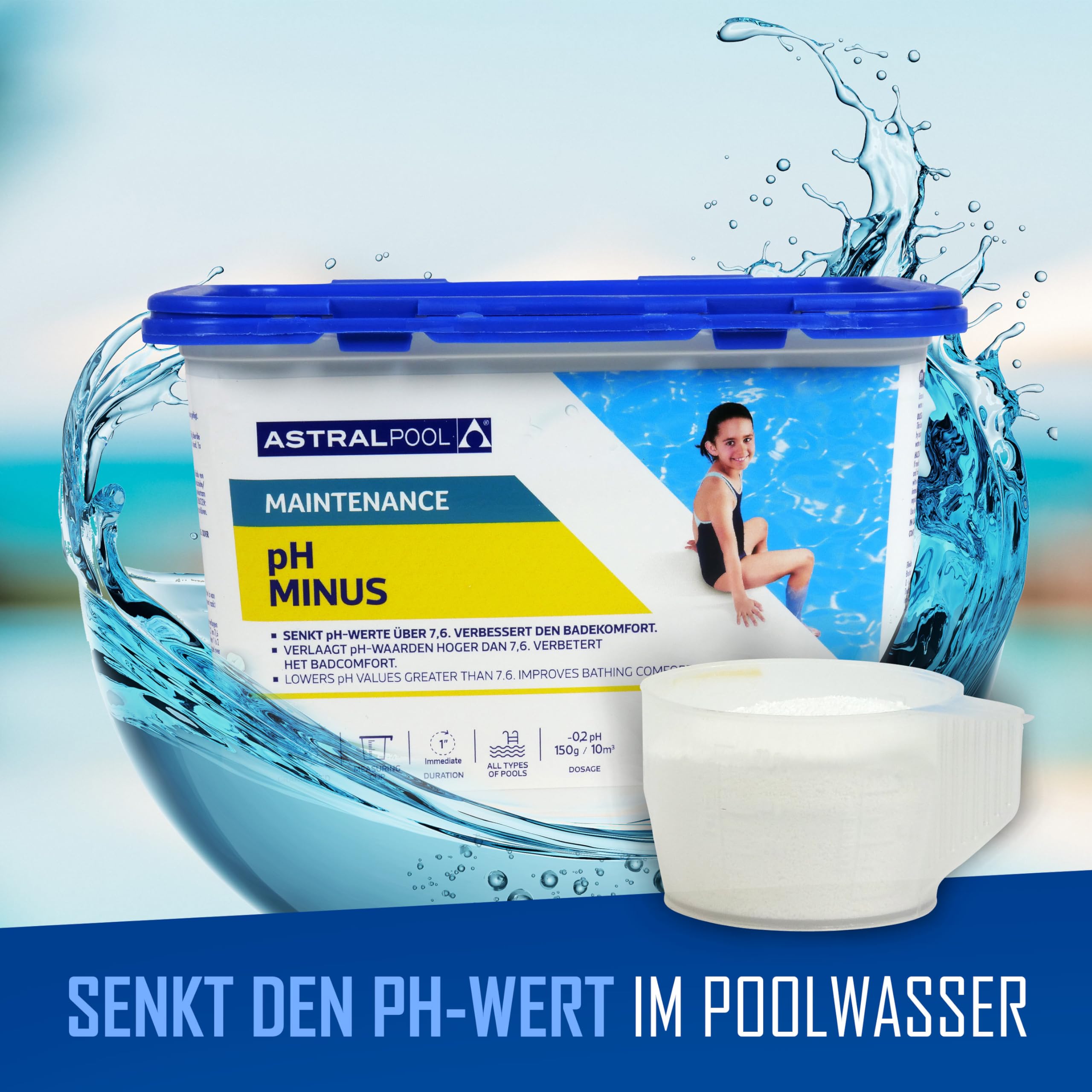 Astral Pool pH Minus und pH Plus Granulat Set 2,5 kg - Optimale pH-Wert Regulierung für Pools - Einfache Anwendung und Top Ergebnisse