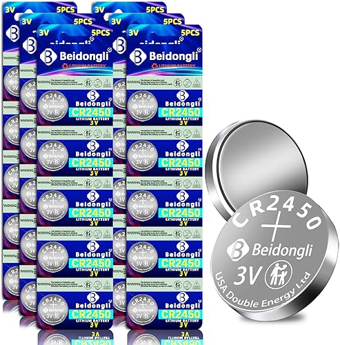 CR2450 Baterías cr2450 3V Batería de litio para llave de coche o mandos remotos, paquete de 30