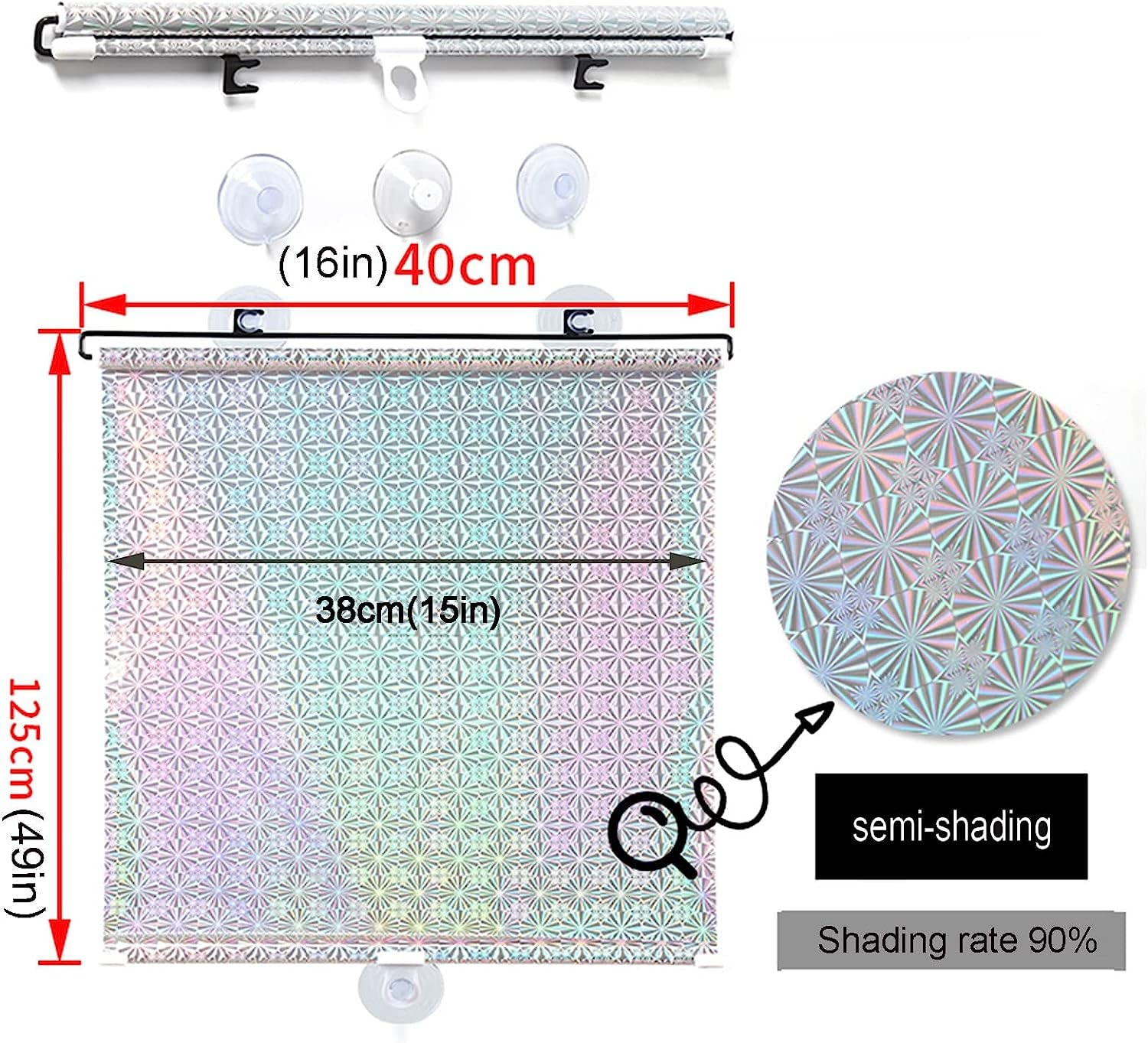Store enrouleur occultant for fenêtre Store occultant à ventouse, pare-soleil rétractable sans trou for balcon, ventouse, isolation thermique, protection solaire, for voiture, chambre, bureau, cuisine
