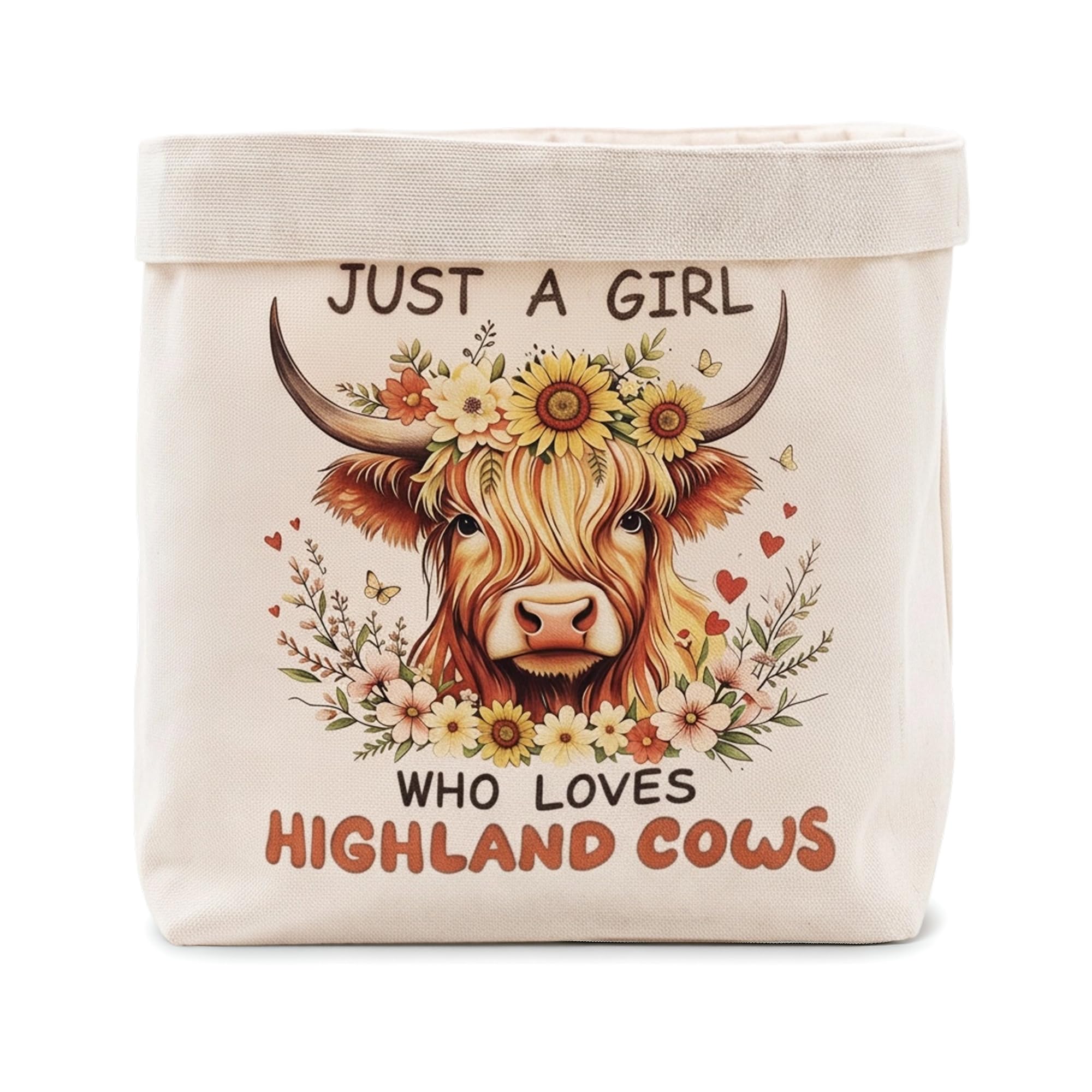 Highland Cow Gifts for Women Canvas Bread Basket, Just Loves Highland Cows