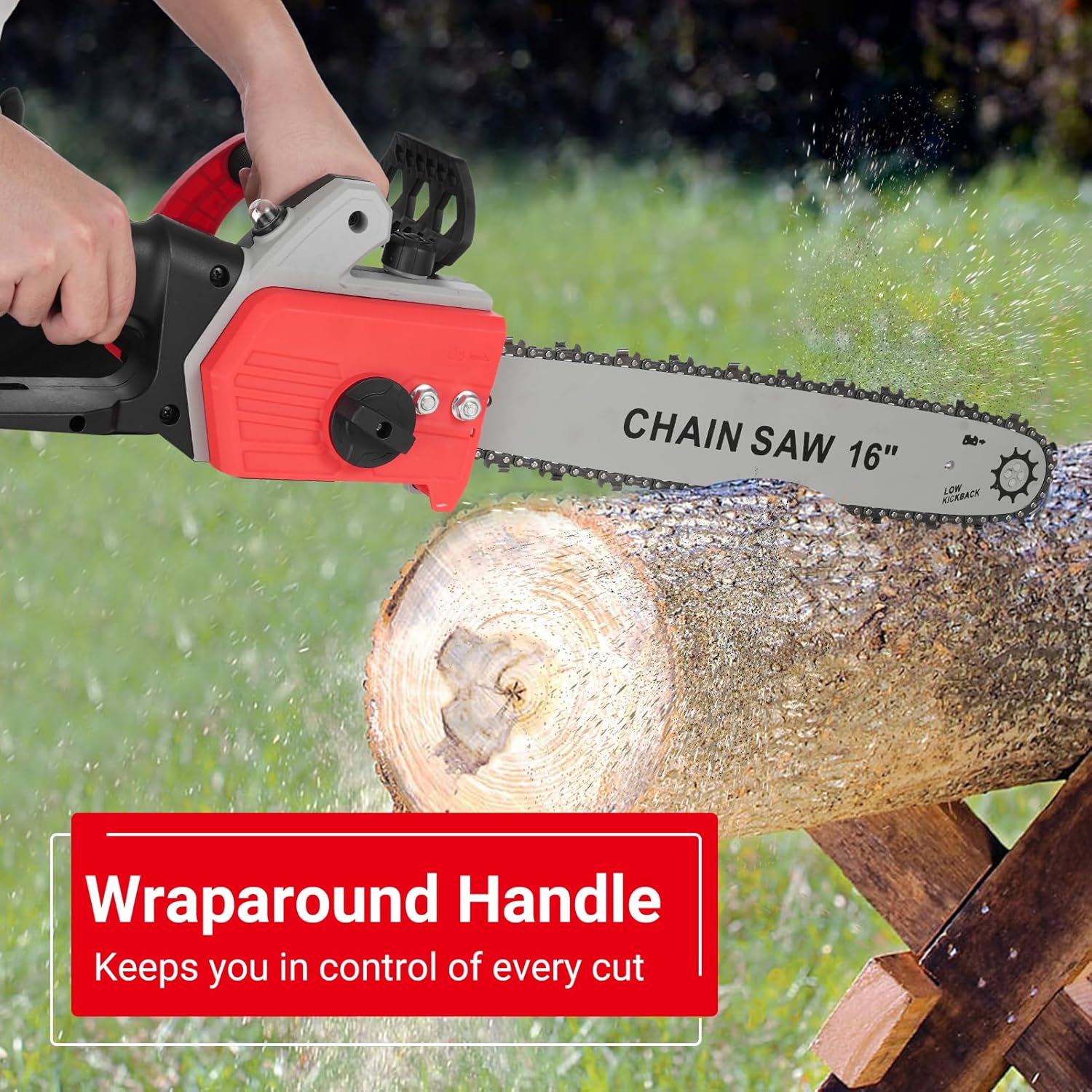 Wraparound handle for chainsaw