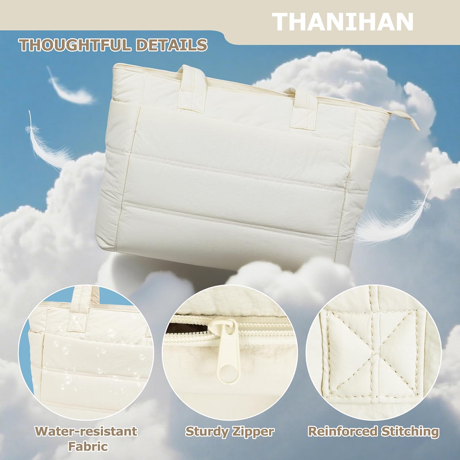 Tote Bag for Women ,Travel Puffy Tote Bag For Women,Puffer Work Tote Handbag、Shoulder Bag Handbag for Travel, Work, Gym - Image 7