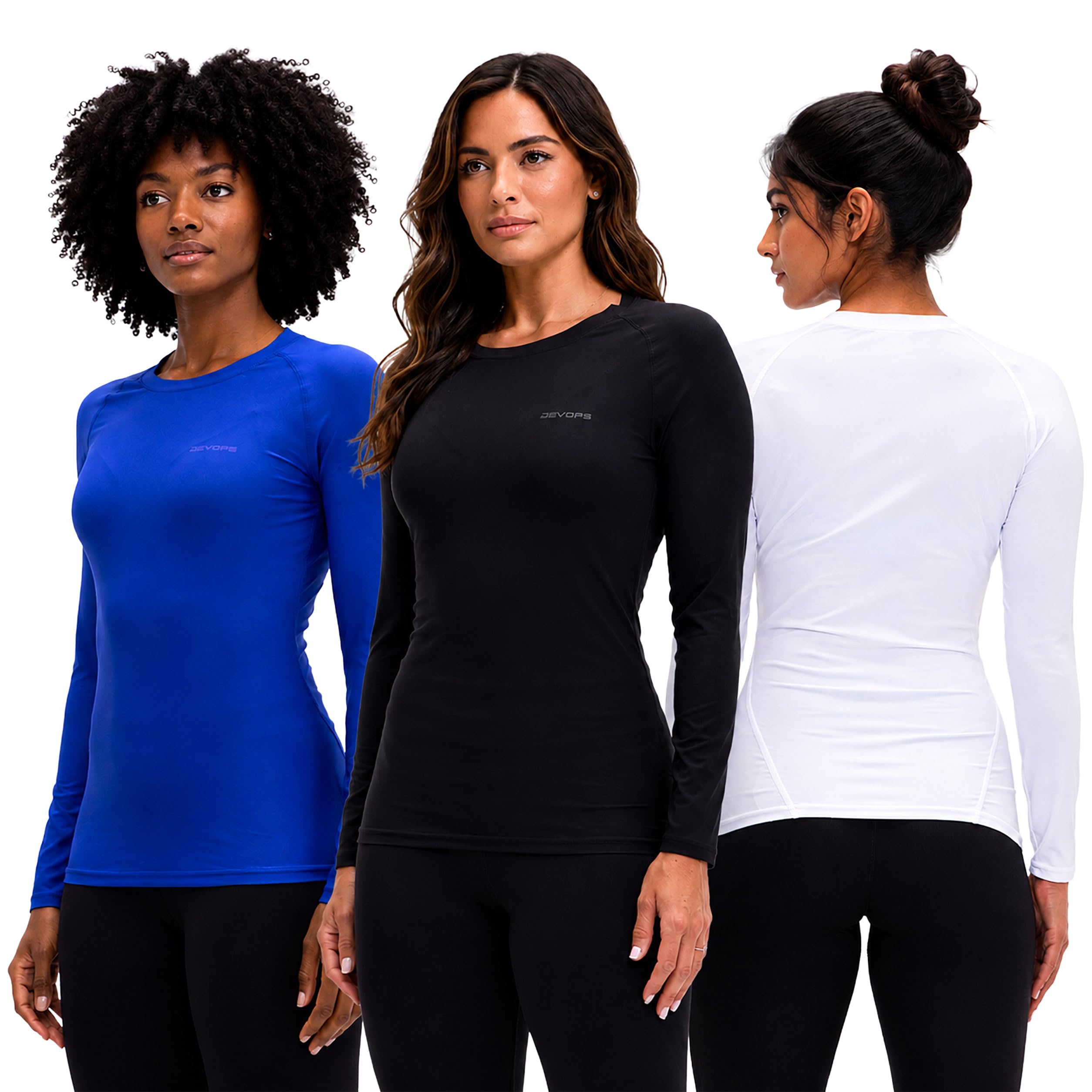 DEVOPS 3 Pack Womens Long Sleeve Shirts Compression Tops Underscrubs