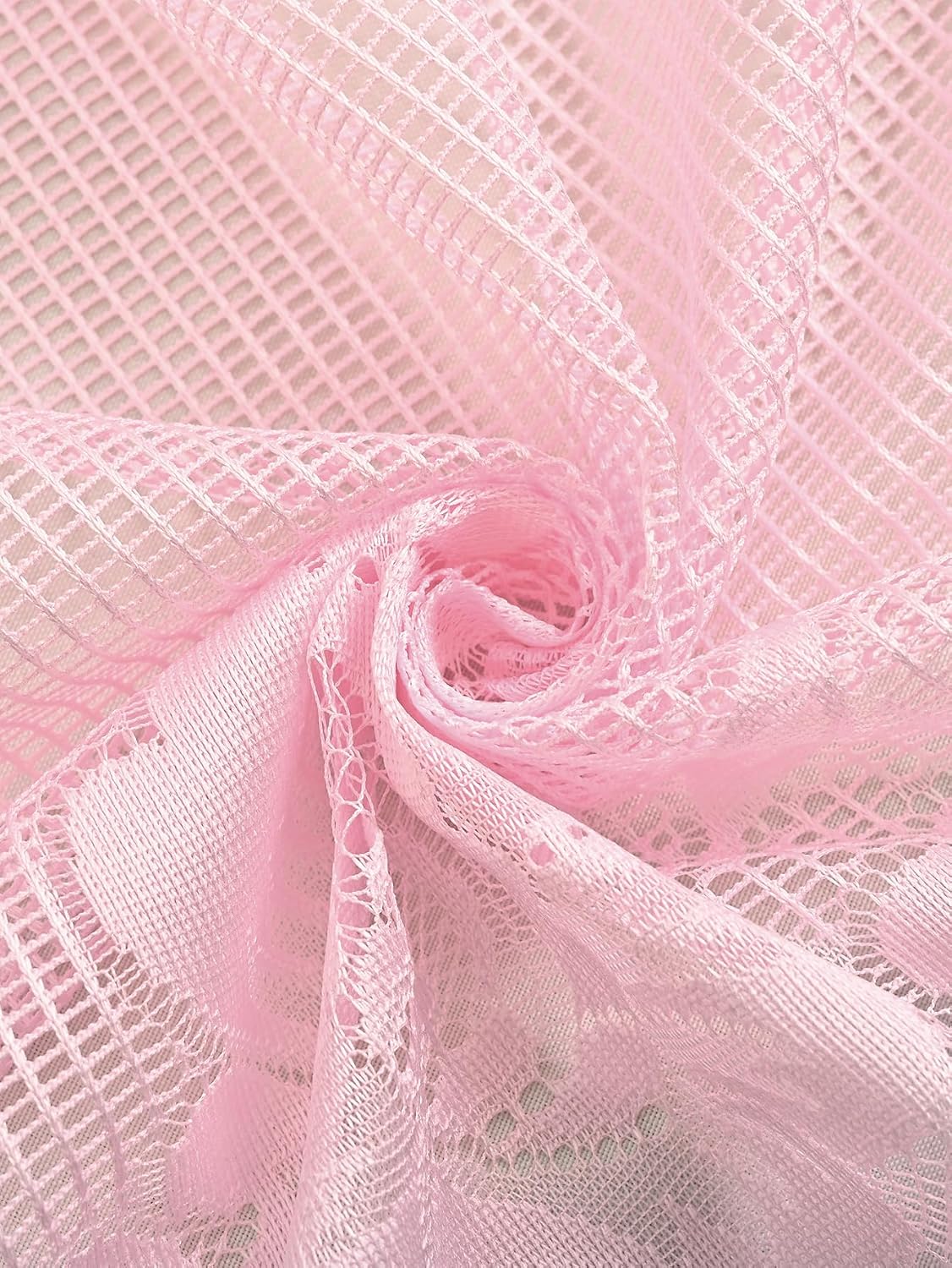 Jayla Pink Semi-Sheer Floral Lace Curtain Swag for Kitchen Half Window Bathroom Decoration Rod Pocket,39 x 39 Inch, 1 Panel