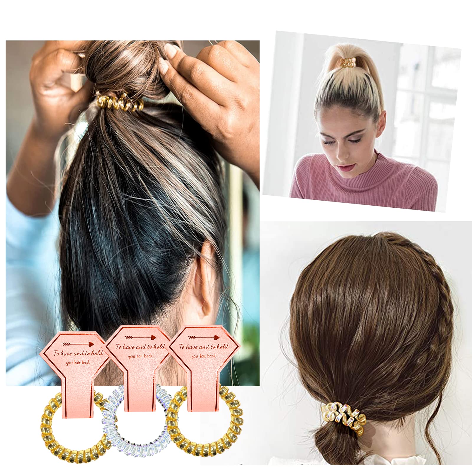 Penubuy 8 Pcs Metallic Bachelorette Spiral Hair Ties Set, Spiral Hair Scrunchies for Bridesmaid Gifts Bridal Shower - Image 4