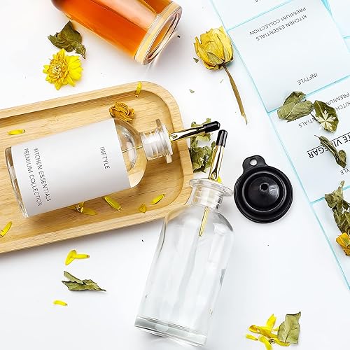 Miniatura 3 de INFTYLE Dispensador de aceite de oliva de 12 onzas, botella dispensadora de jarabe de café, dispensador de botellas de aceite de cocina de vidrio