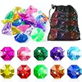 MARFOREVER 36 Pcs Lagre Dive Gem Pool Toys, Pirate Treasure Gems Colorful Fake Acrylic Diamond Underwater Gemstone with 1 Mesh Bag for Vase Filler Summer Swimming Water Beach Toys Party Favors