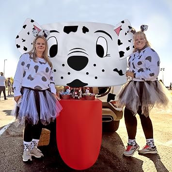 Yopyame 29PCS Halloween Trunk or Treat Dalmatian Car Decoration Kit, Dalmatian Trunk or Treat Car Archway Garage Decoration, Halloween Dalmatian Face Outdoor Decoration Kit with Eyes, Tongue, Ears