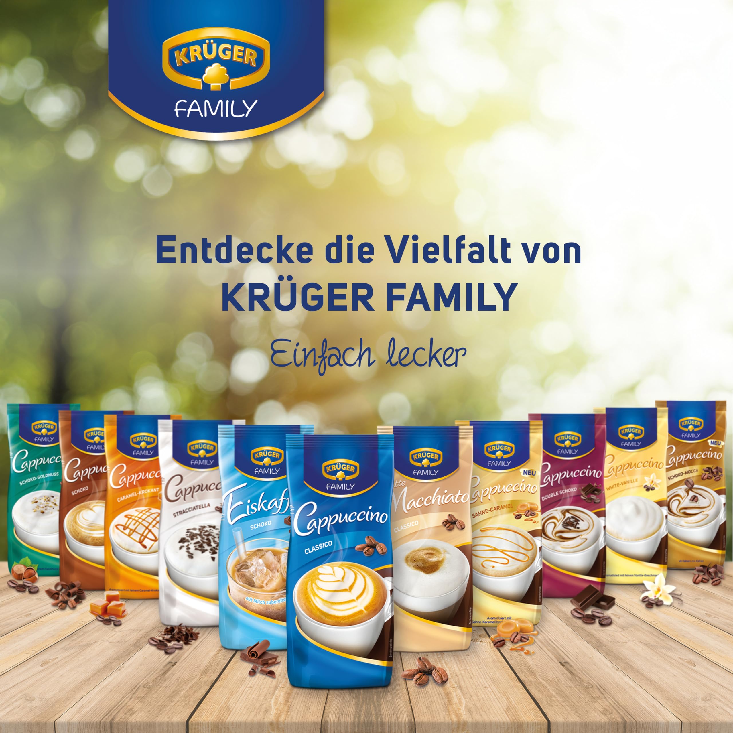 KRÜGER Family Cappuccino White Vanille, aromatisiertes Getränkepulver mit löslichem Bohnenkaffee, koffeinhaltig, 500 g Beutel – Ansicht 6