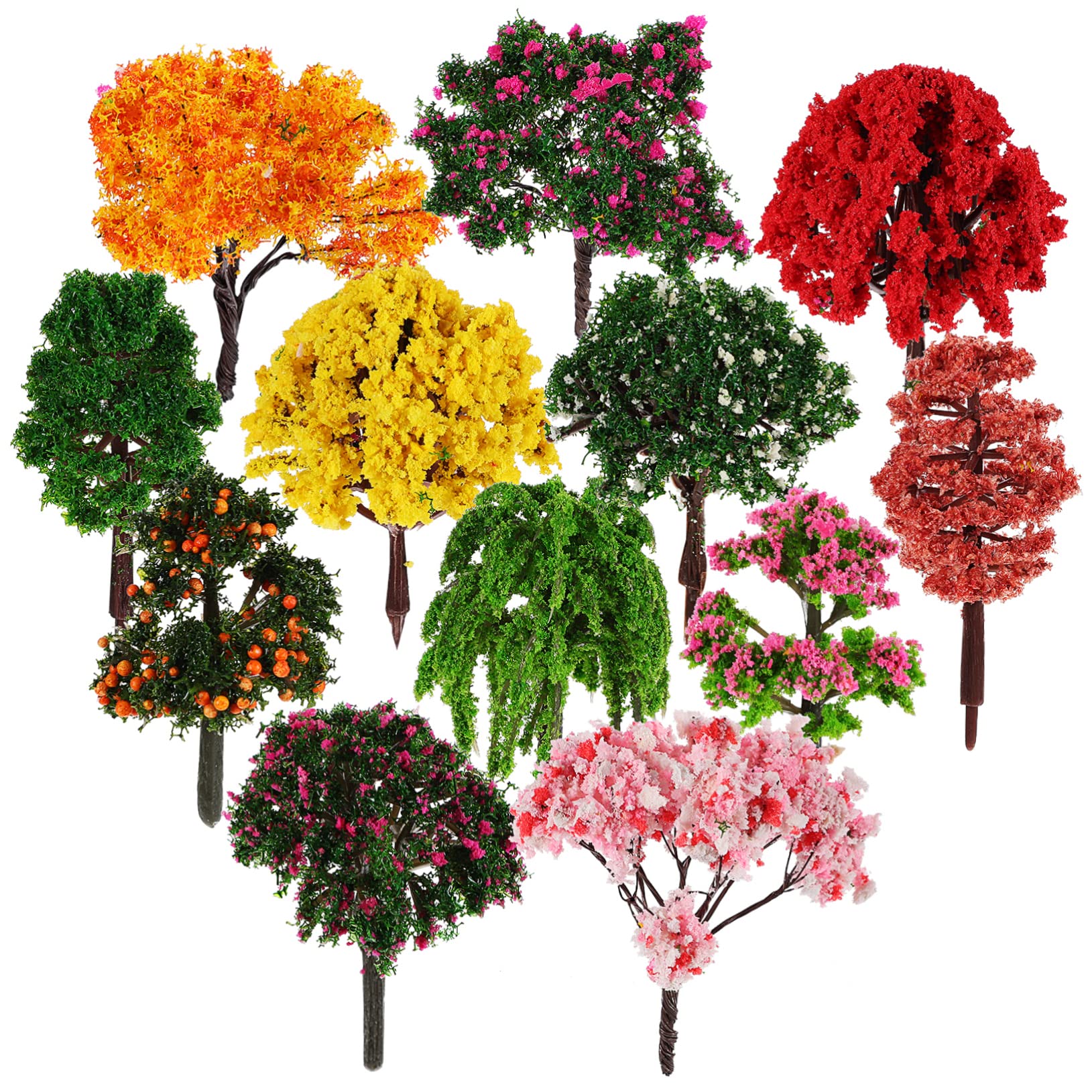 Cabilock 60 Piezas Árbol arboles para maquetas Decor arbol frutal Falso Tren paisajes arboles Adornos de terrario Mini arboles para Manualidades arboles en Miniatura para Jardin el plastico