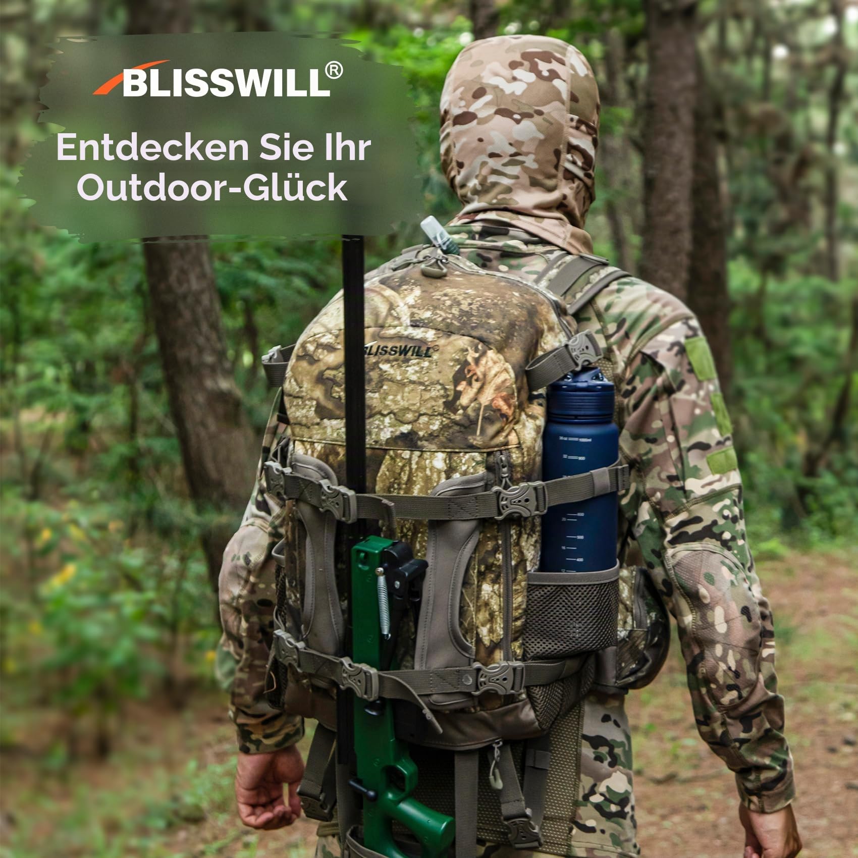 BLISSWILL Jagd-Rucksack, Jagd-Tagesrucksack mit Gewehrhalter, Jagdausrüstung, Zubehör, Geschenk für Herren