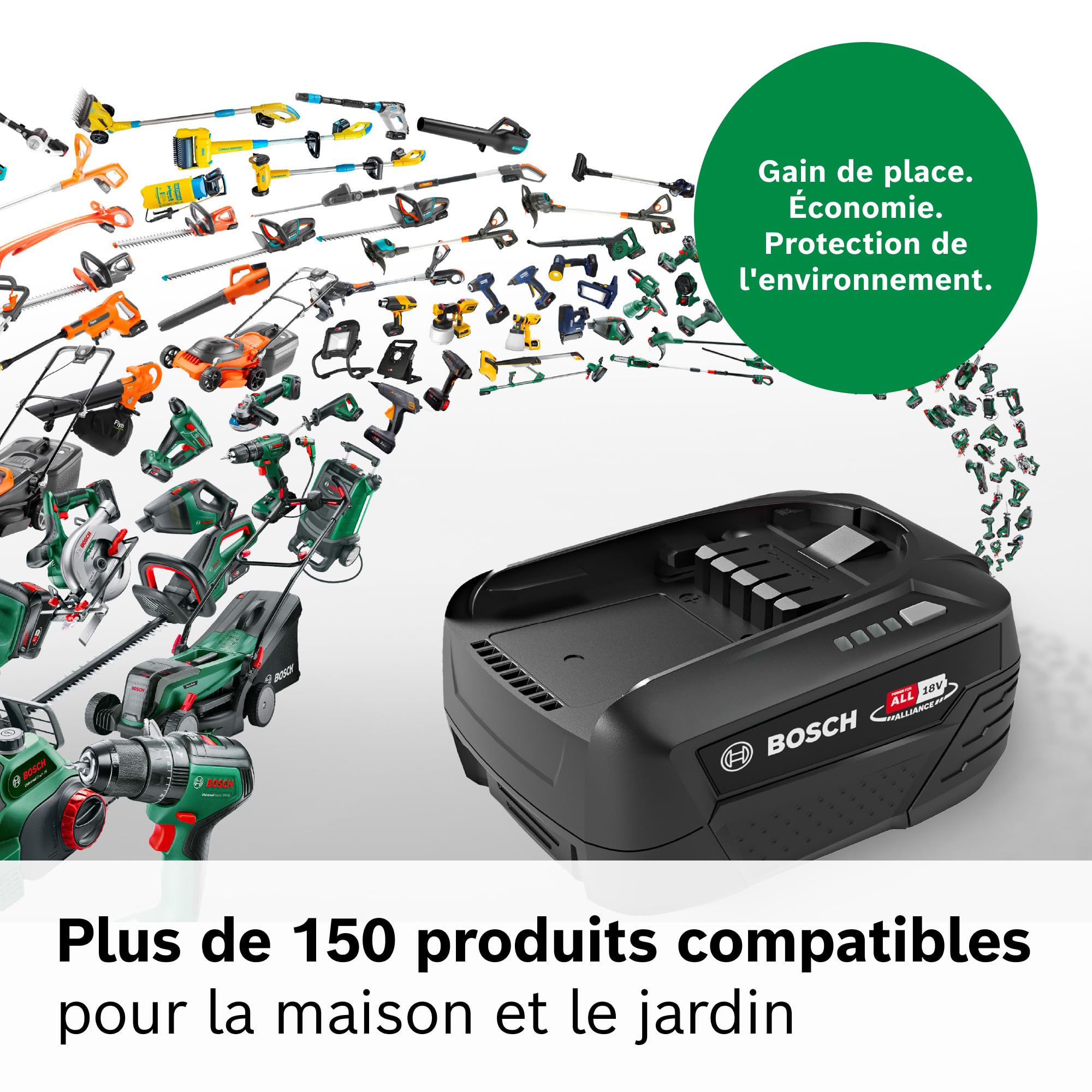 Bosch Batterie 5,0 Ah, 18 V, Interchangeable, Compatible avec Plus de 150 Outils 18 V, Power for All Alliance, pour aspirateurs Unlimited 6 7 8 9 10, BHZUB1850