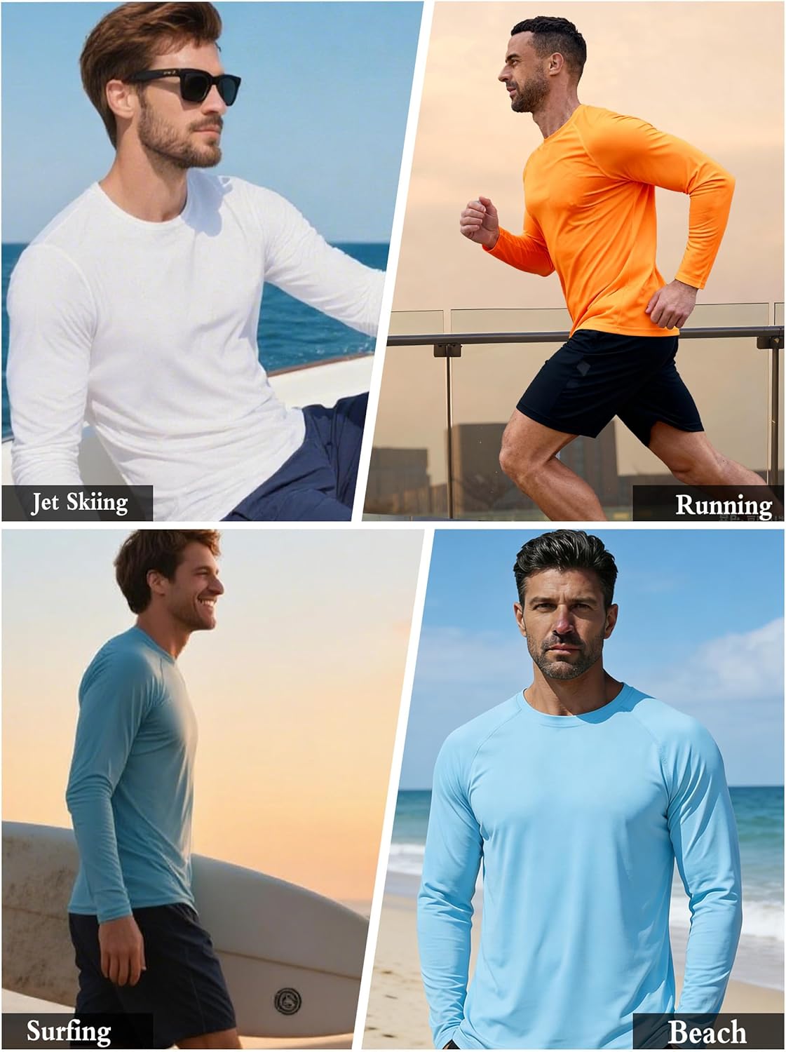 NEYOUQE Men's Sun Protection Shirts Long Sleeve UPF 50+ Rash Guard Swim Top SPF Workout Lightweight Quick Dry Shirt - Image 6