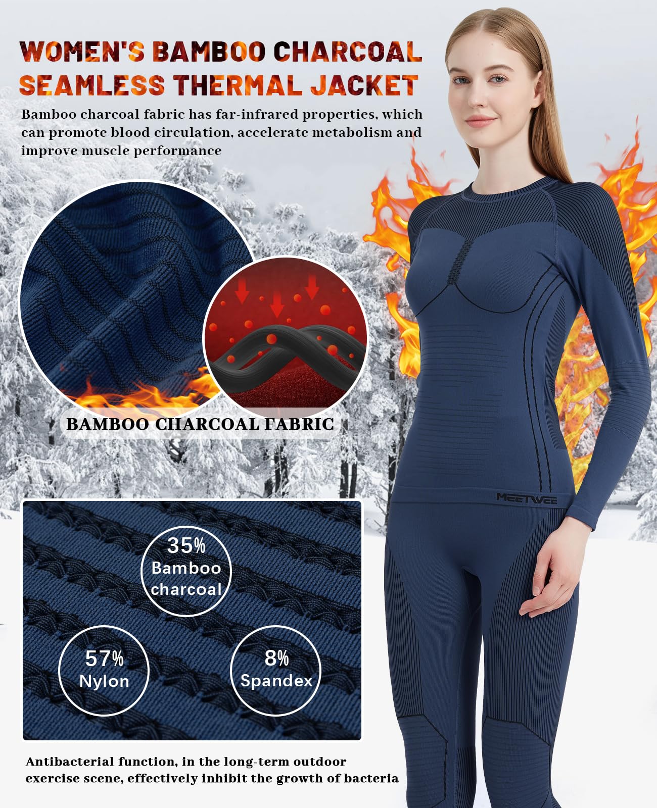 MEETWEE Intimo Termico Donna Maglia Calda Intima Termica da Donna Pantaloni Caldi da Donna Essiccazione Rapida Il Set di Abbigliamento Termico Femminile è Adatto per Sport all'aperto