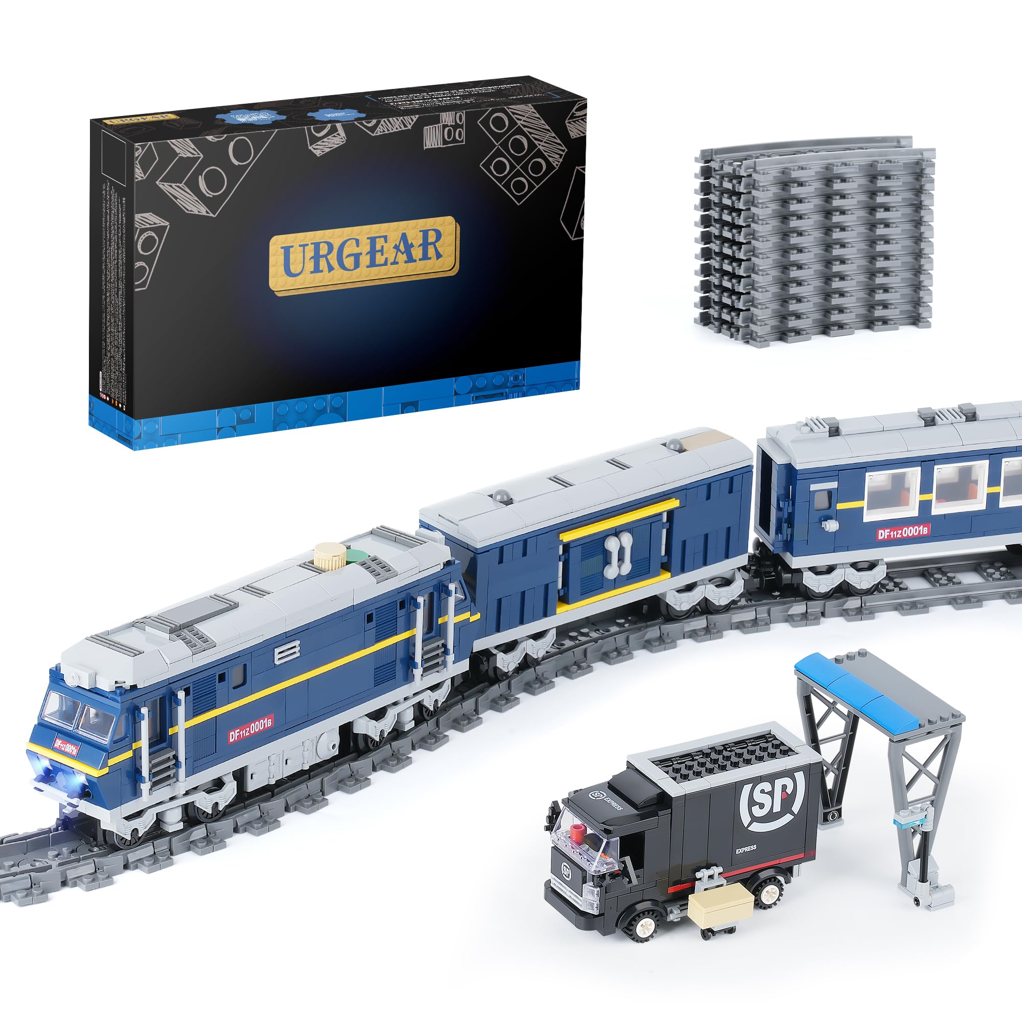 URGEAR City Freight Steam Train Building Set - Passenger Train Model Block Kit for Teens and Adults to Build, Motorized and Electric for Boys Men and Kids 12+ (1192 Pcs)