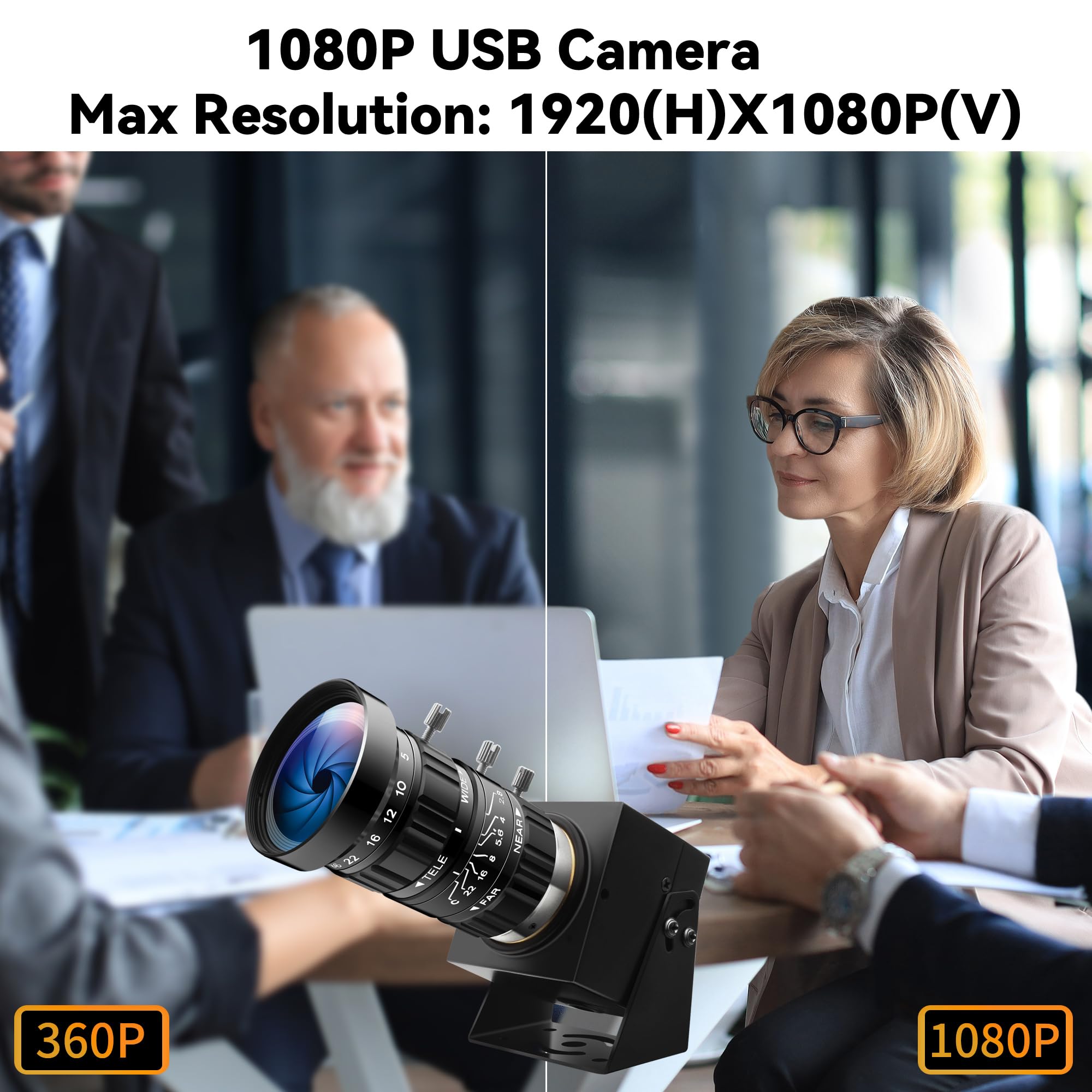 Starvis - Cámara USB de 0.0001Lux con luz ultra baja H.264 1080P 30 fps, cámara web 10X CS Mount 5-50 mm, teleobjetivo zoom manual, cámara de seguridad HDR de visión nocturna a todo color para