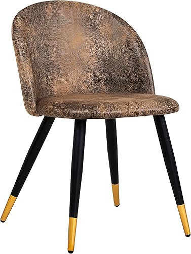 Miniatura 5 de FurnitureR Juego de 2 sillas de comedor, sillas de cocina con cojín de terciopelopatas de metal, modernas sillas laterales de mediados de siglo,