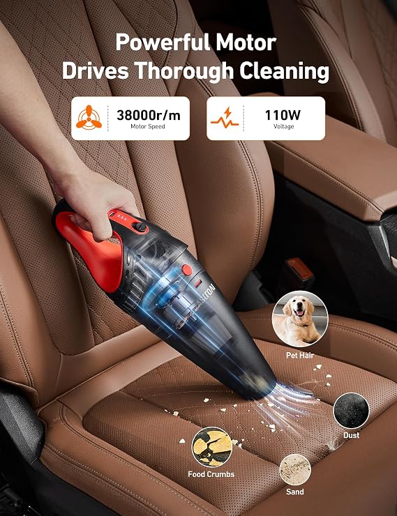 AstroAI V2 Portable Cordless Handheld Car Vacuum,Dual Power-6000mAh &12V DC