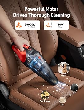 AstroAI V2 Portable Cordless Handheld Car Vacuum,Dual Power-6000mAh &12V DC