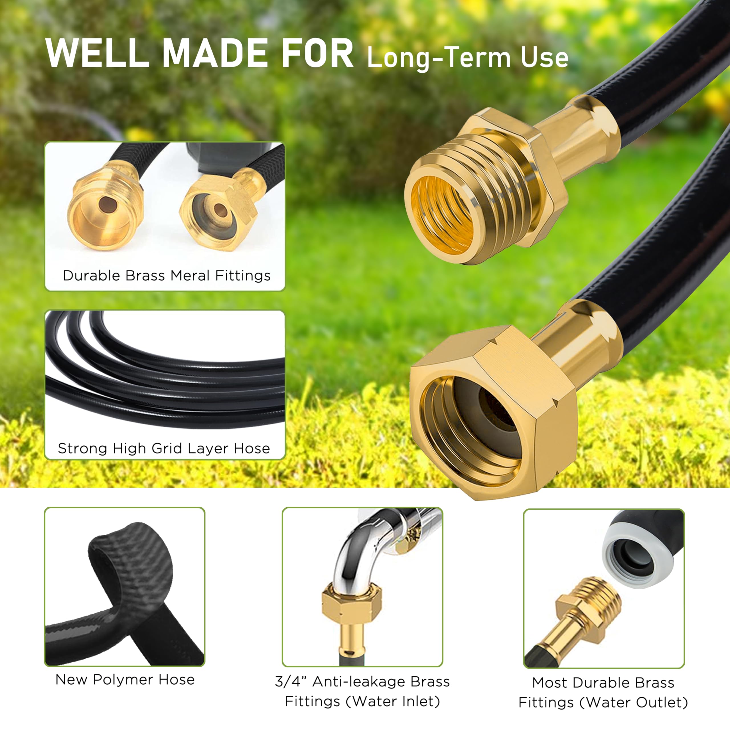 Carrete retráctil para manguera de jardín de 100 pies, montaje en pared resistente, rebobinado lento automático, 2 boquillas