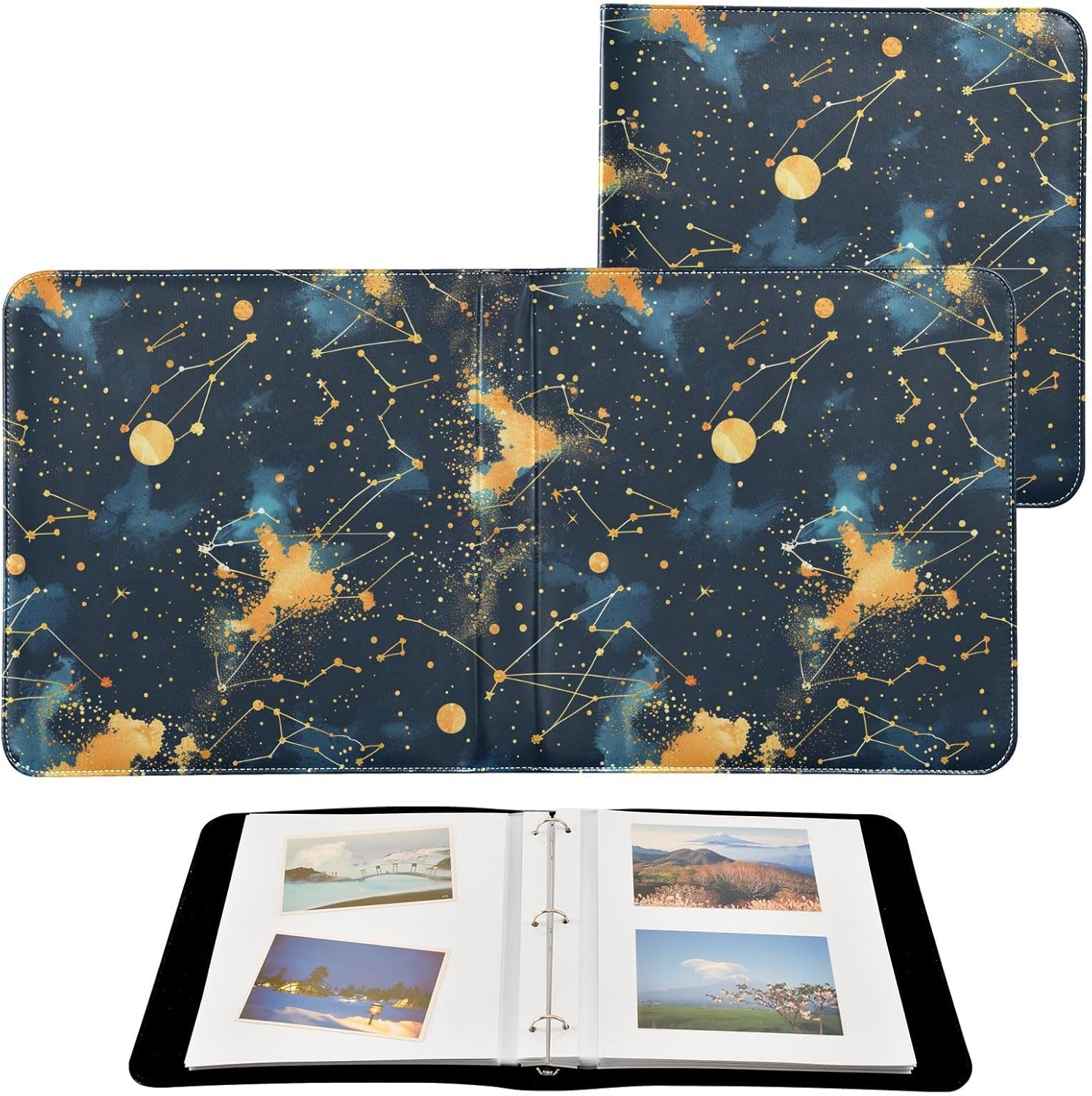 ALAZA Constellation Starry Sky Large Photo Album Self Adhesive Leather Scrapbook Albums for 4x6 8x10 Pictures, 20 Sheets