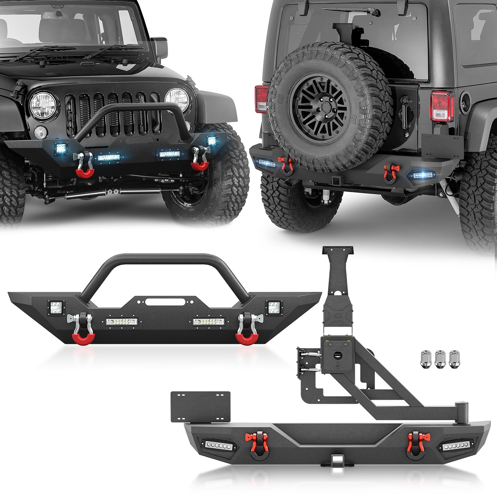 YZONA Tire Carrier Bumper Kit Compatible with Jeep JK JKU 2007-2018