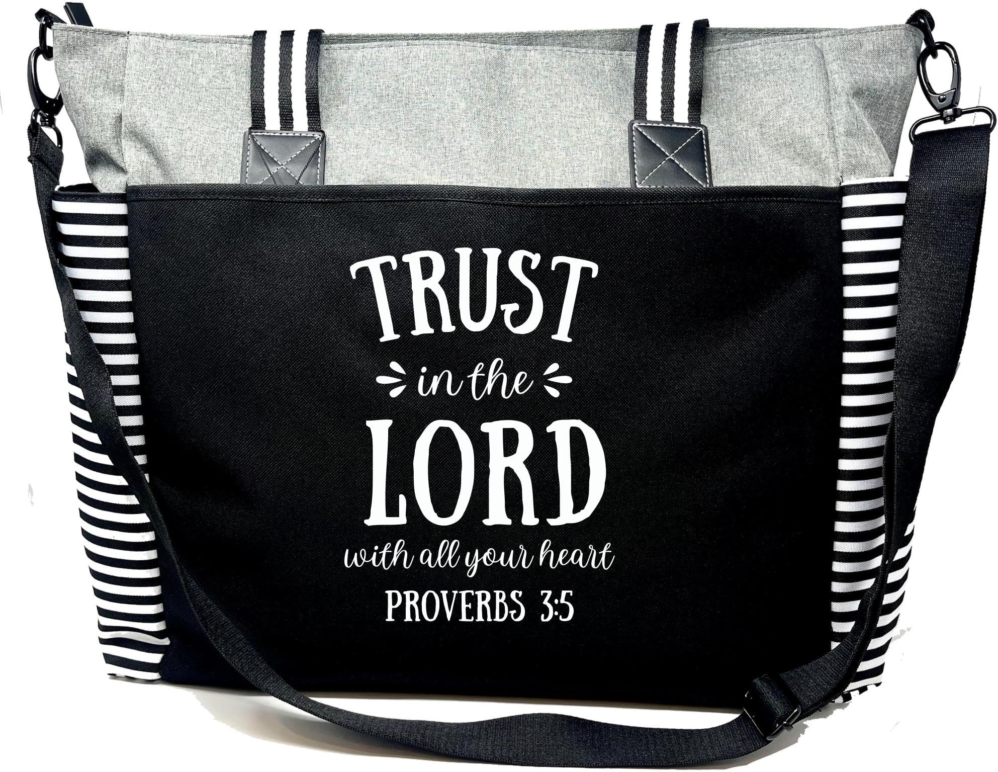 Brooke & Jess Designs Large Zippered Inspirational Tote Bags for Women - Christian Gift Ideas