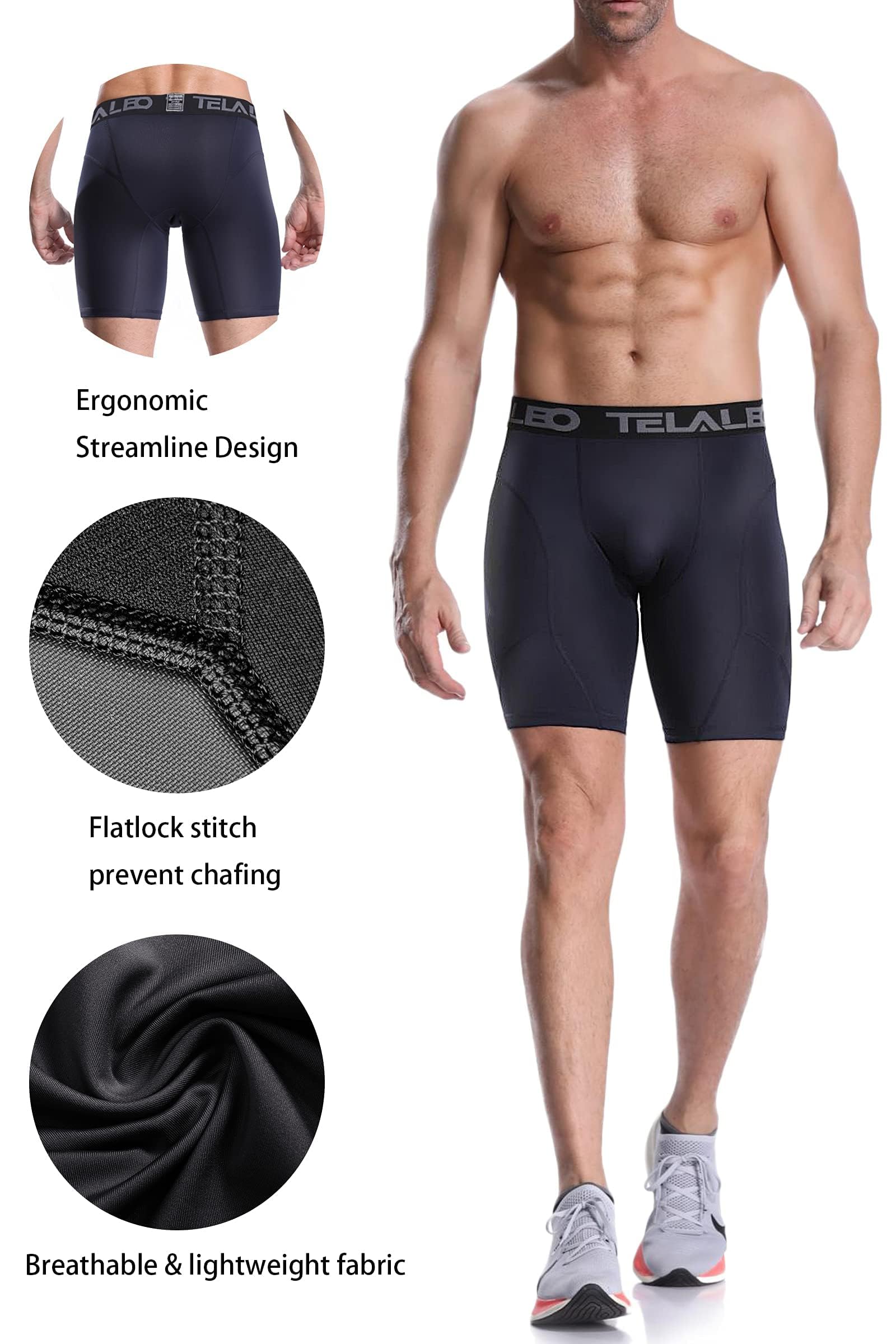 TELALEO 6 lub 5-pak spodenki kompresyjne dla mężczyzn spandex spodenki sportowe trening sportowy bieganie wydajność podkoszulek bielizna
