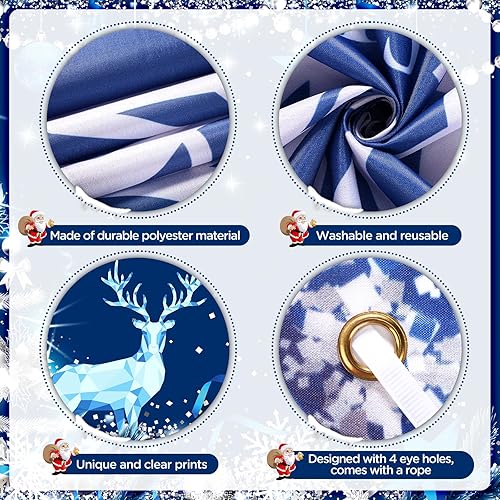 Miniatura 3 de Cartel azul de Feliz Navidad Decoración Banner Feliz Año Nuevo Cartel de Feliz Navidad Fondo de fotos Árbol de Navidad Cartel de copo de nieve