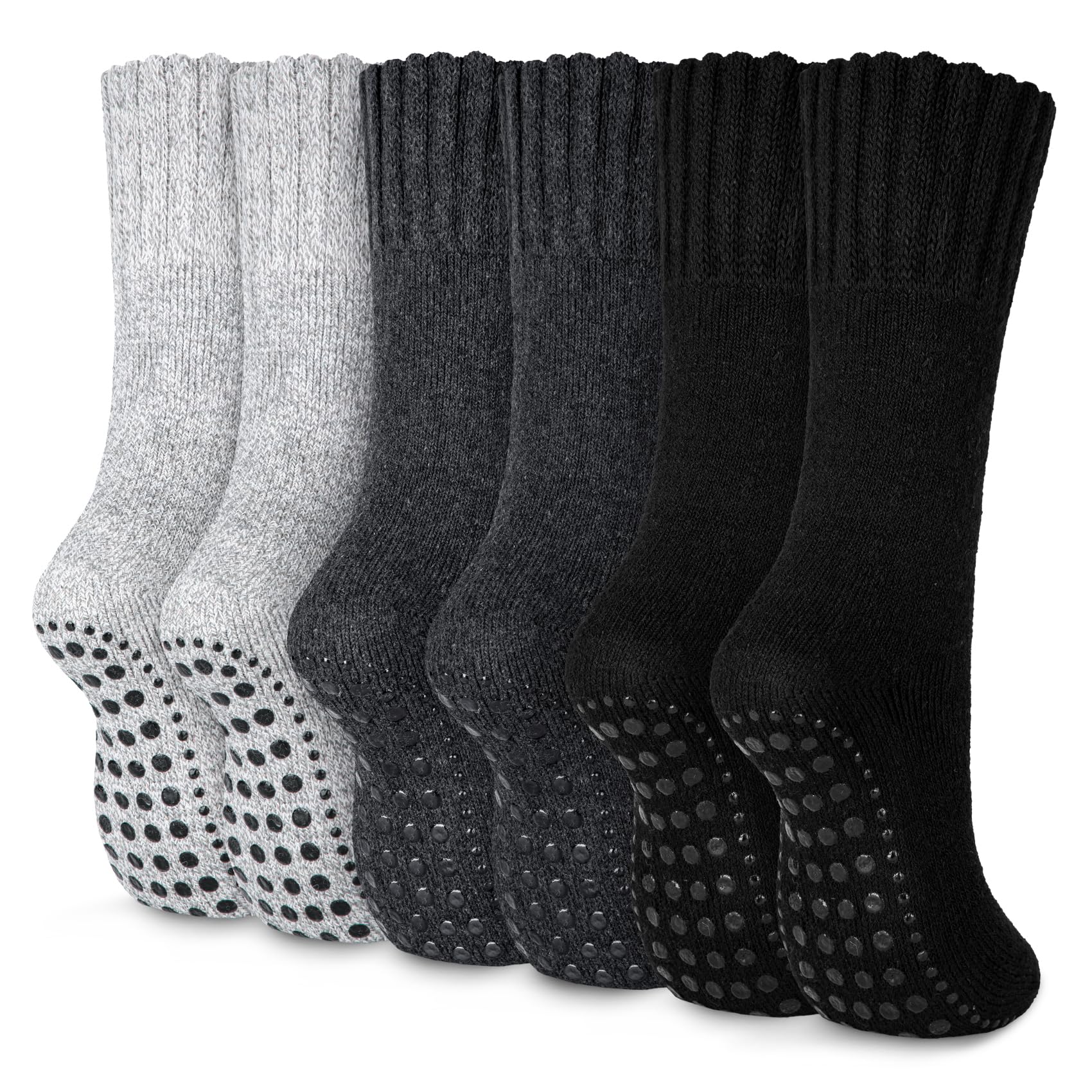 Calcetines de lana de merino para hombre extragruesos cálidos invierno con puntos antideslizantes