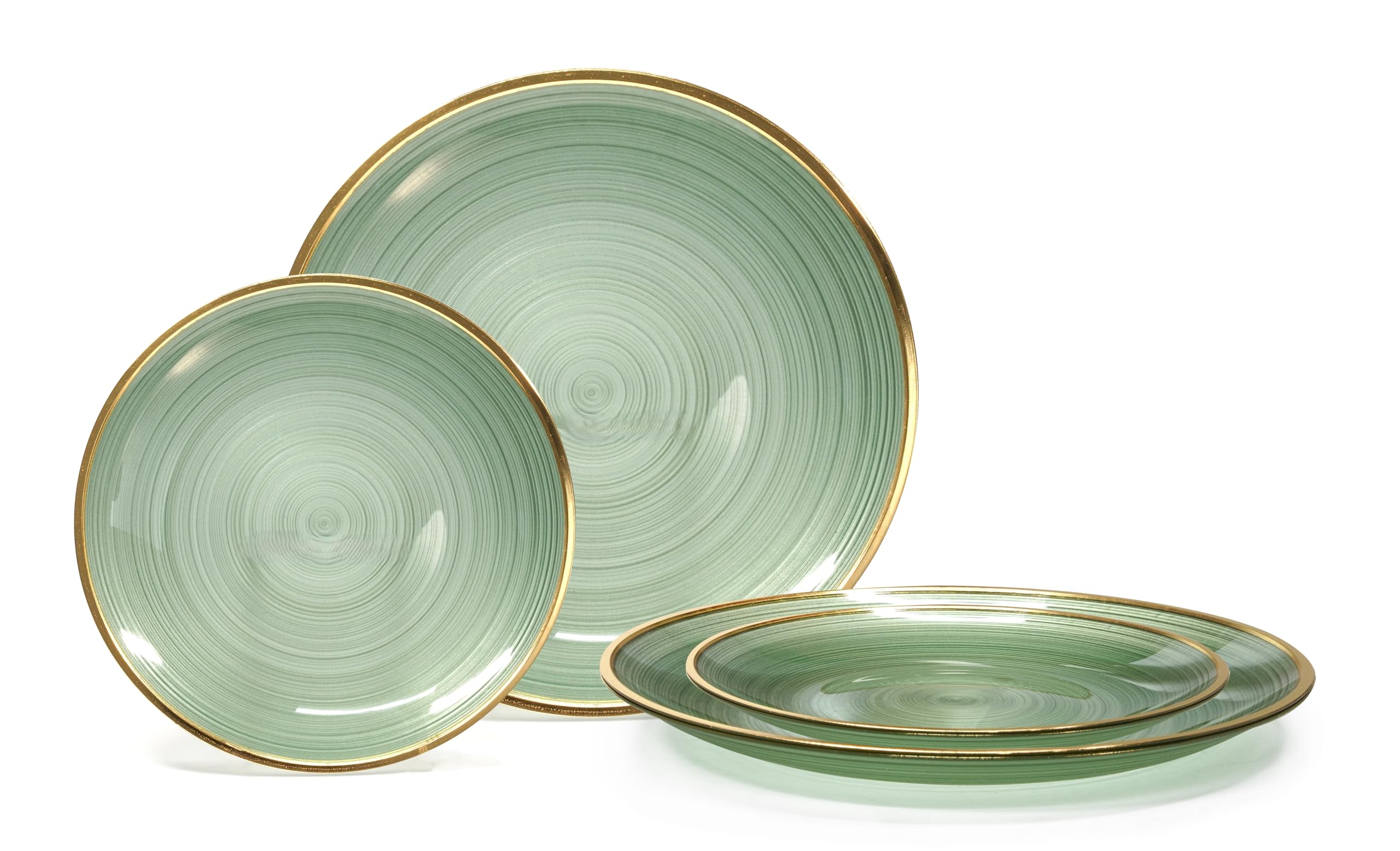 Photo 1 of "OCCASIONS" 50-Piece Plastic Plate Set (Belize in Green & Gold)
