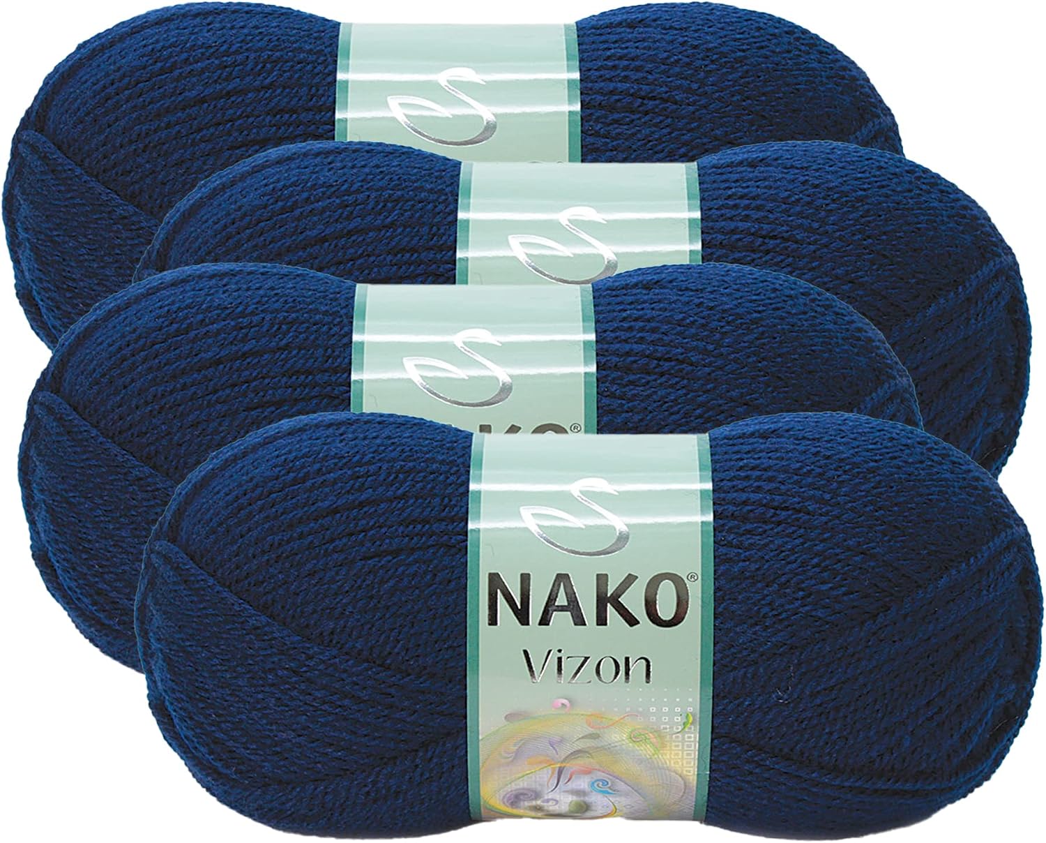 Nako Vizon, Knitting Yarn,(4Balls) Each Skein(Ball) 3.53 Oz (100g),100% Premium Acrylic,You can use it in Cardigan, Sweater, Scarf, Beret, Booties, Baby Room Navy Blue 148