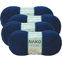 Nako Vizon, Knitting Yarn,4Balls Each SkeinBall 3.53 Oz 100g,100% Premium Acrylic,You can use it in Cardigan, Sweater, Scarf, Beret, Booties, Baby Room Navy Blue 148