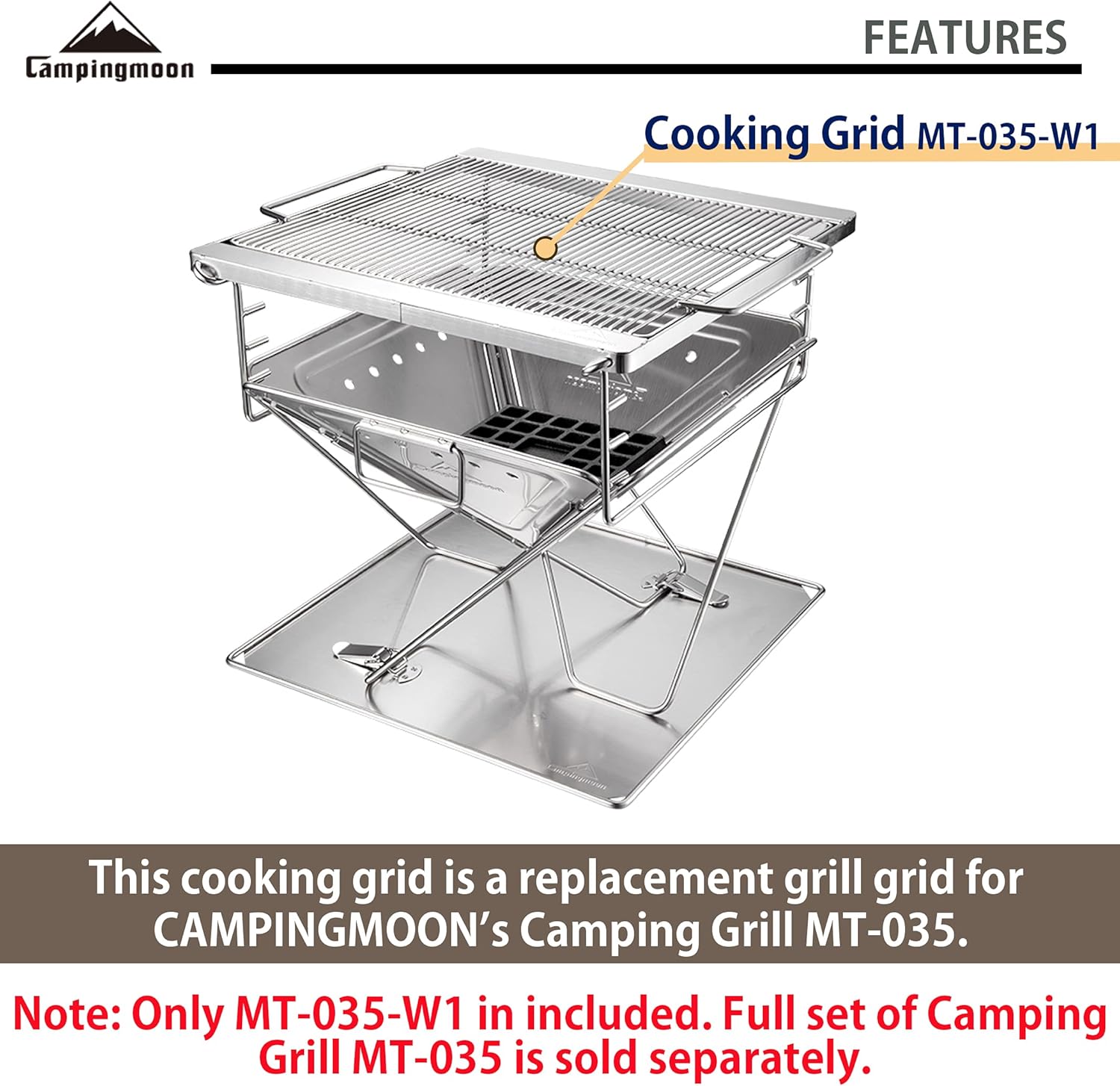 CAMPINGMOON Camping Cooking Grill for MT-035 (MT-035-W1)
