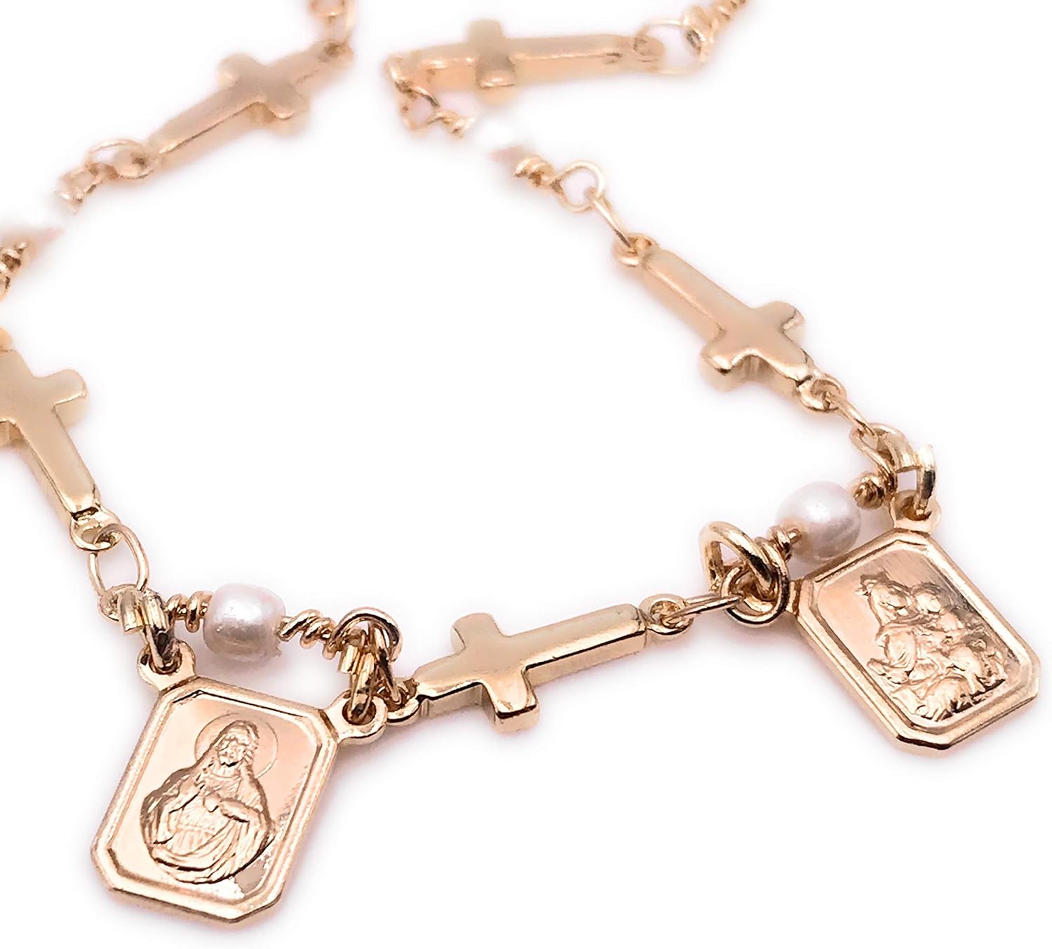 LESLIE BOULES Gold Plated Catholic Scapular Necklace for Women Cross Chain - Image 6