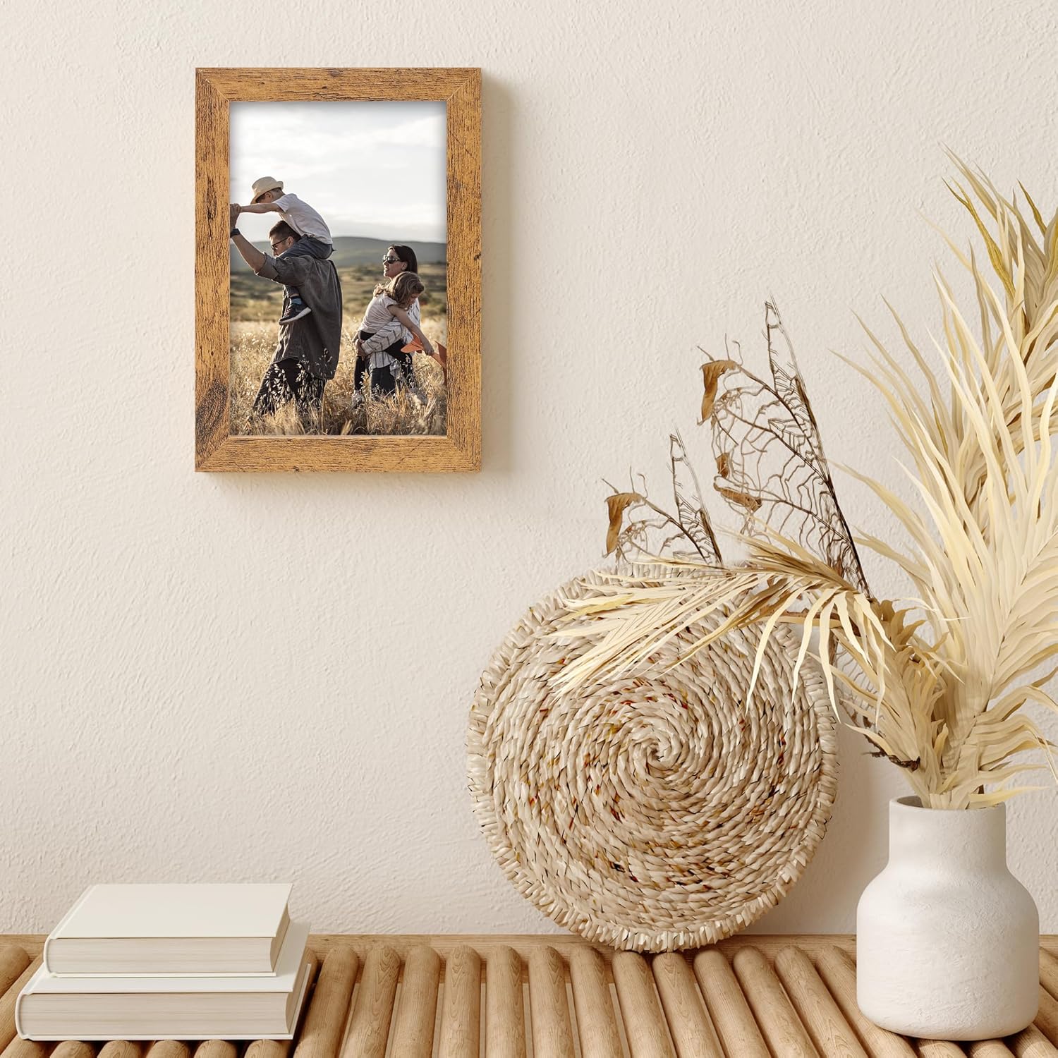 TWING 4 x 6 Picture Frames Set of 6, Rustic Photo Frames Collage for Wall Decor Mounting or Table Display,Home Decorative Collage Picture Photo Frame Wood Brown,Walnut - Image 6