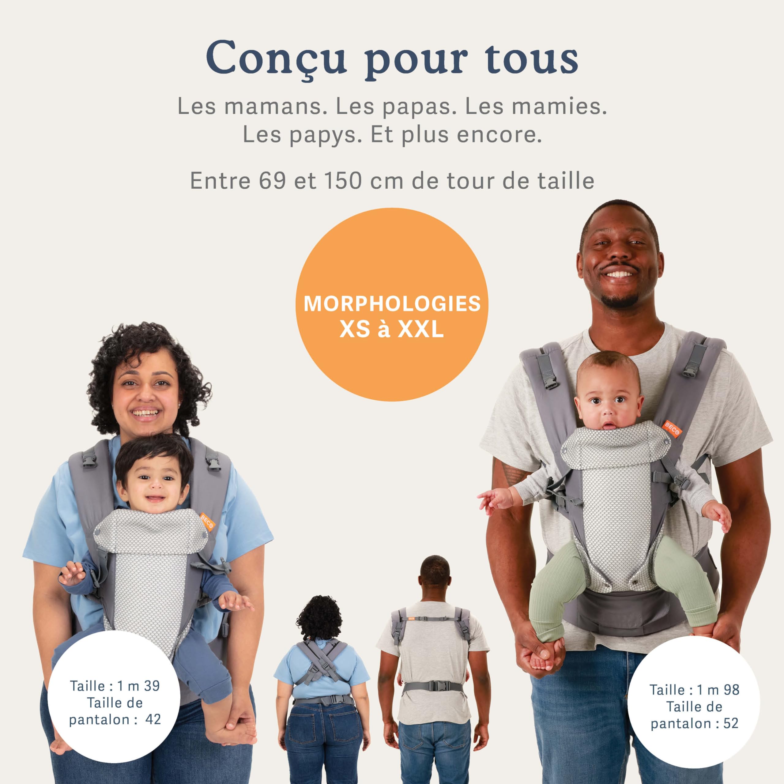 Beco Gemini Cool Portabebés Malla, Recién Nacido, Cool Dark Grey | 4 Posiciones Ergonómicas con Asiento Ajustable, comodidad certificada Sana para Caderas desde las primeras semanas.