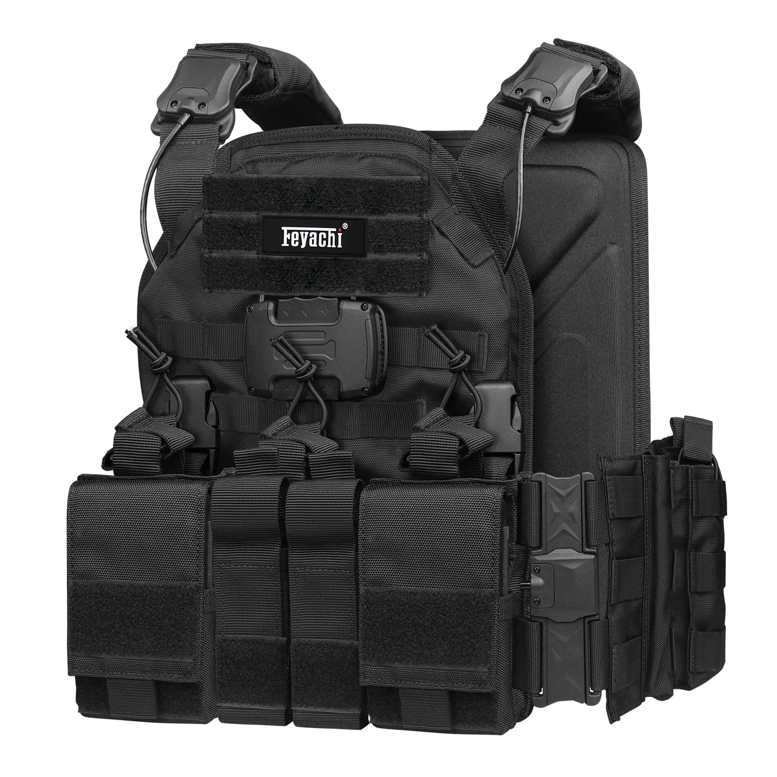 Feyachi Taktische Weste Plattenträger mit Einhand-Schnellverschluss | TM-20 Airsoft Weste, kompatibel mit Schutzplatten, Molle Leichte Einsatzweste für Airsoft, Paintball, Jagd & Outdoor