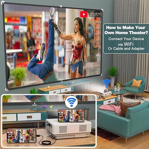 Miniatura 3 de Mini proyector con WiFi, proyector portátil de 8500L actualizado 2023, compatible con proyector de películas al aire libre de 1080P compatible con